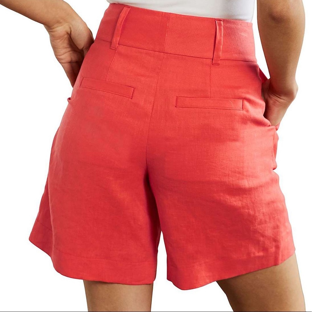 Boden | Coral Linen High Waisted Shorts